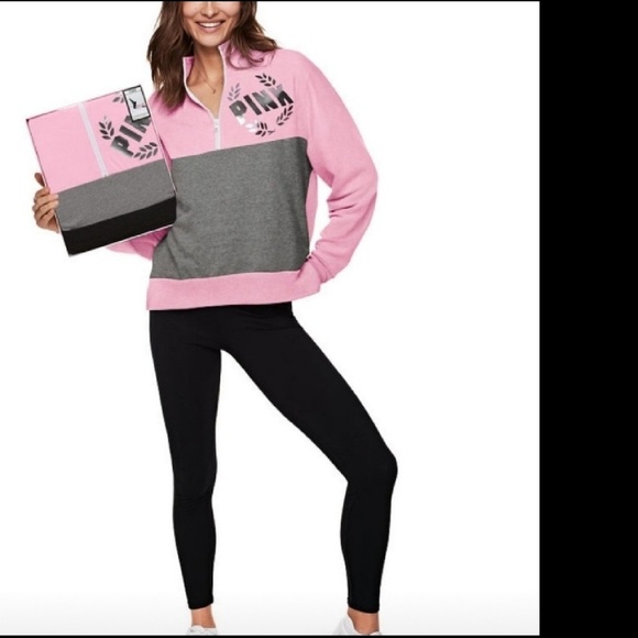 PINK Victoria's Secret Tops - 《VS PINK》Baby Pink Quarter Zip